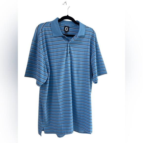 FootJoy Bundle 2 Men's Blue Striped Polo Shirts Size Large - Picture 5 of 7